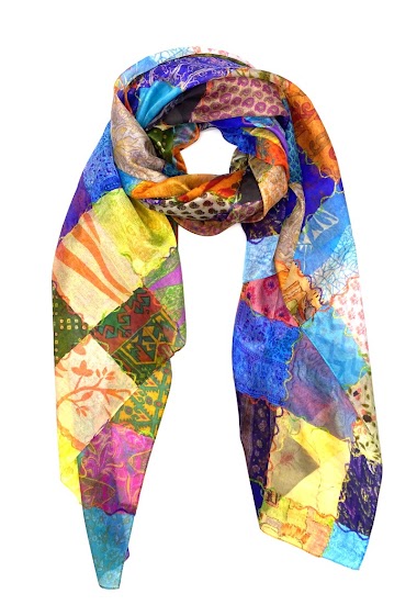 Grossiste Feelmoon - Longue écharpe en soie à imprimé et motif