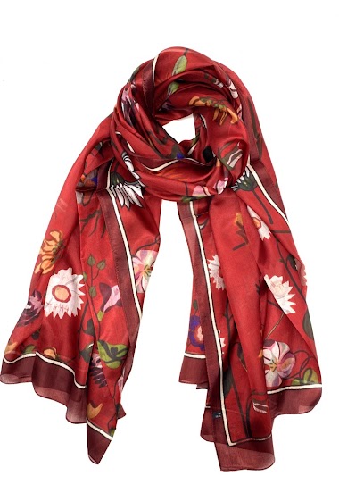 Mayorista Feelmoon - Long floral print silk scarf