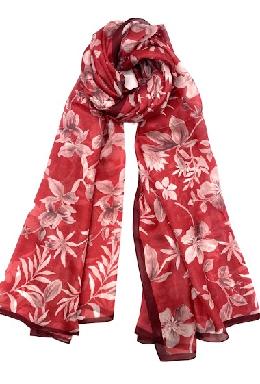 Grossiste Feelmoon - Longue écharpe en soie à imprimé fleuri