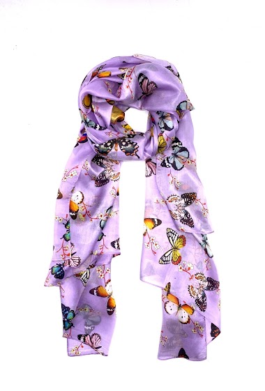 Wholesaler Feelmoon - Long silk scarf with butterfly pattern
