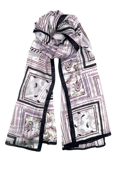 Grossiste Feelmoon - Longue écharpe en soie décorée de motifs variés
