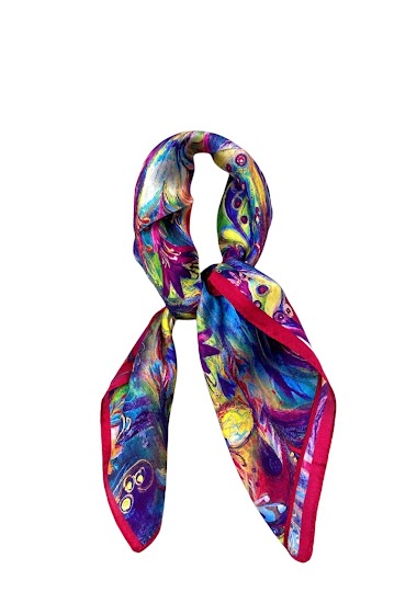 Wholesaler Feelmoon - Little square silk stole with abstract painting print