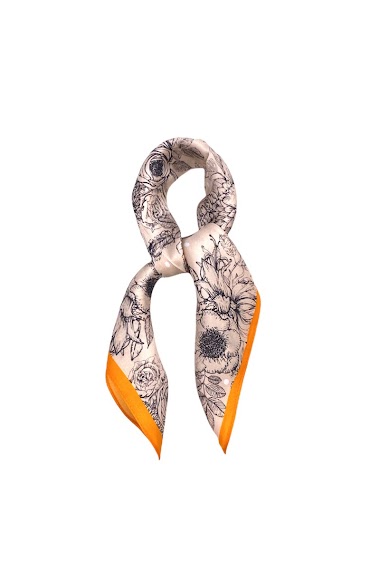Grossiste Feelmoon - Petite étole carrée en soie avec dessin floral