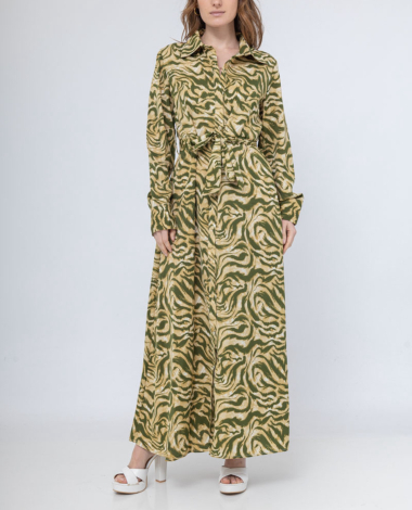 Grossiste FEELOOK - Robe chemise longue motif imprimé