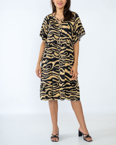 Großhändler FEELOOK - Mittellanges Kleid mit bedrucktem Muster