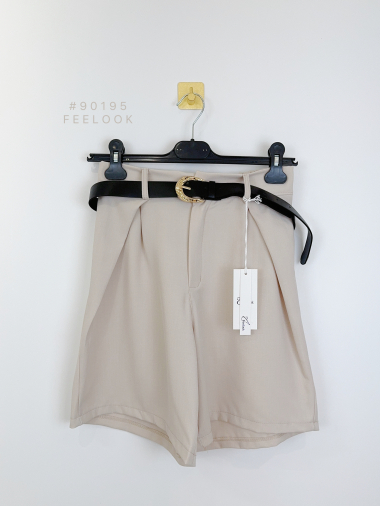 Grossiste FEELOOK - Short Élegant Taille Haute avec Ceinture