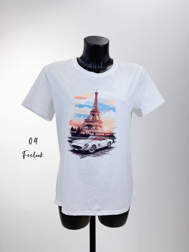 Großhändler FEELOOK - T-Shirt mit Logo-Printmuster