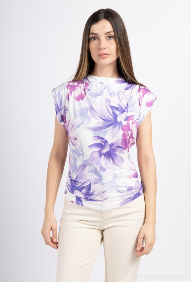 Wholesaler FEELOOK - Top with structured shoulders in flower print