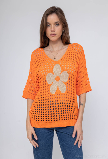 Wholesaler FEELOOK - Flower logo crochet top