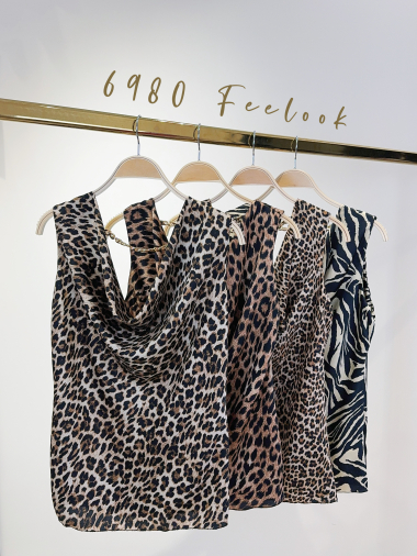 Großhändler FEELOOK - Top mit Tier-Leoparden-Zebra-Print