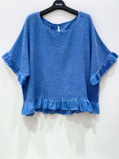 Mayorista Fengo by Pretty Collection - Blusa lino/algodón con volantes