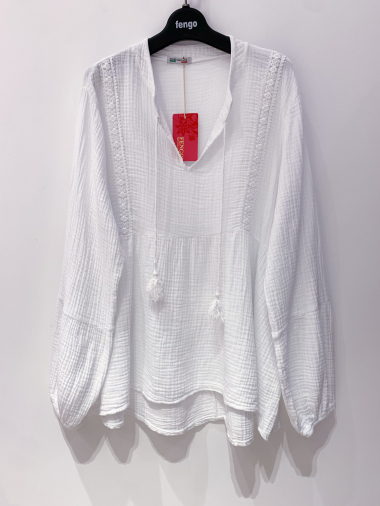 Wholesaler Fengo by Pretty Collection - Cotton gauze bohemian blouse
