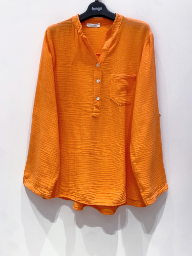 Mayorista Fengo by Pretty Collection - Camisa de gasa de algodón de manga larga