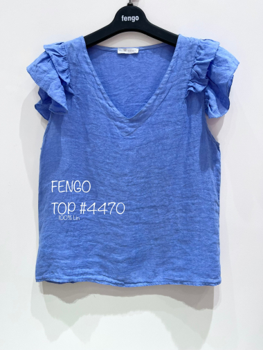 Mayorista Fengo by Pretty Collection - Blusa de lino con volantes