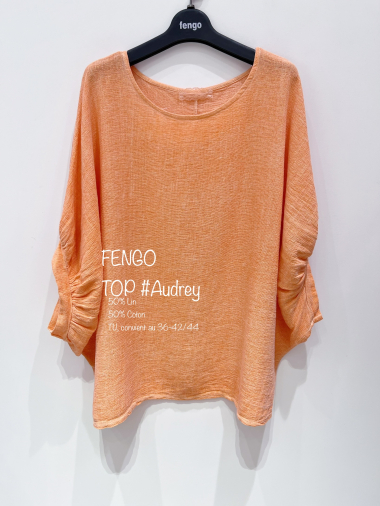 Mayorista Fengo by Pretty Collection - Blusa de lino/algodón con manga corta.