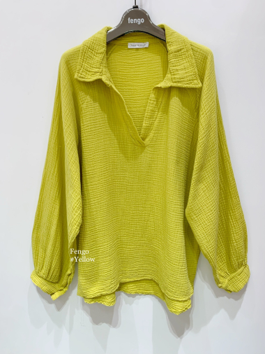 Großhändler Fengo by Pretty Collection - Weite Bluse aus Baumwollgaze