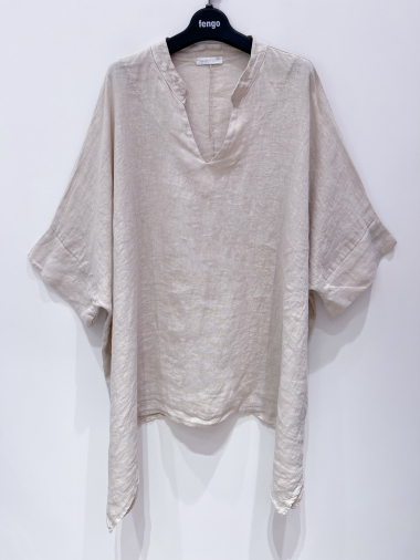 Wholesaler Fengo by Pretty Collection - Wide linen blouse - "poncho"