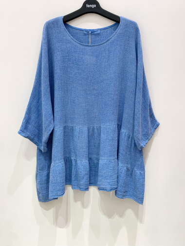 Mayorista Fengo by Pretty Collection - Blusa ancha de lino/algodón
