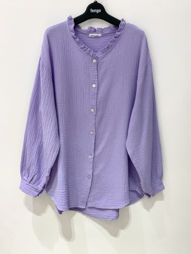 Großhändler Fengo by Pretty Collection - Hemd aus Baumwollgaze mit Volantkragen