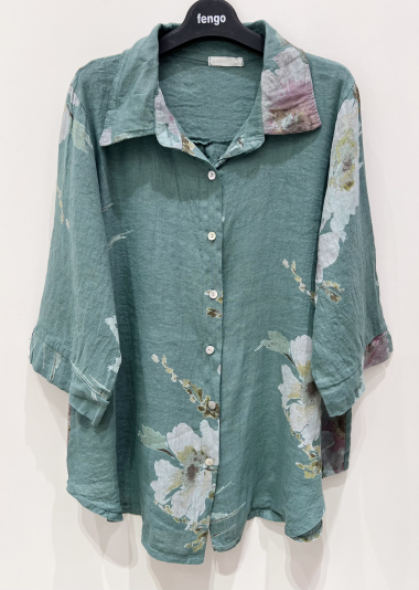 Großhändler Fengo by Pretty Collection - Leinenhemd mit Blumendruck