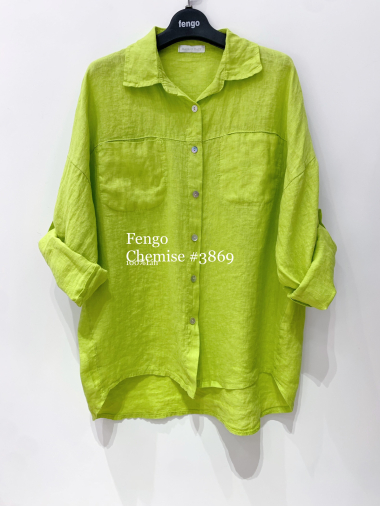 Großhändler Fengo by Pretty Collection - Weites Leinenhemd