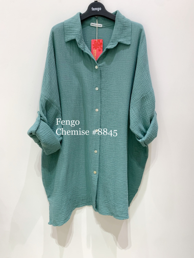 Großhändler Fengo by Pretty Collection - Übergroßes Hemd aus Baumwollgaze
