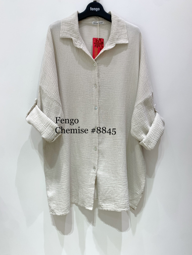 Grossiste Fengo by Pretty Collection - Chemise oversize en gaze de coton