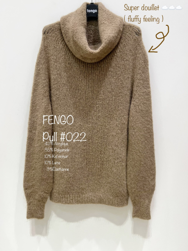 Wholesaler Fengo by Pretty Collection - Wide turtleneck in soft mohair (10%kid mohair)