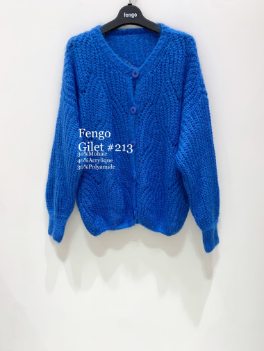 Großhändler Fengo by Pretty Collection - Durchbrochener Cardigan aus Mohair