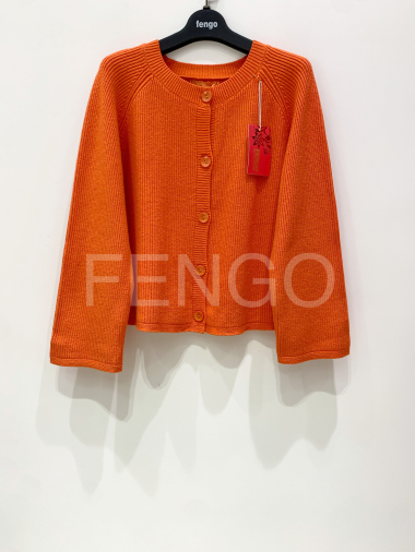 Grossiste Fengo by Pretty Collection - Gilet boutonné à manches raglans