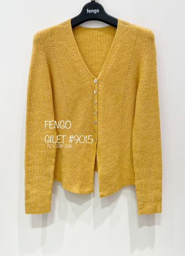 Grossiste Fengo by Pretty Collection - Gilet cintré en 3D (tricoté en Italie)