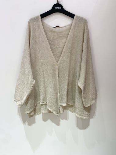 Wholesaler Fengo by Pretty Collection - Linen/cotton blend cardigan