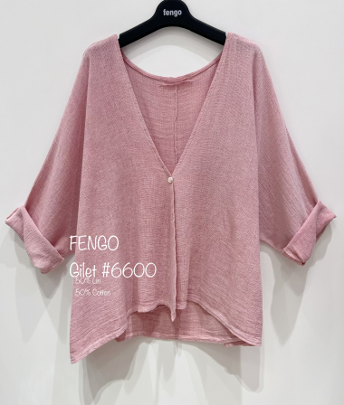 Mayorista Fengo by Pretty Collection - Cárdigan de mezcla de lino y algodón