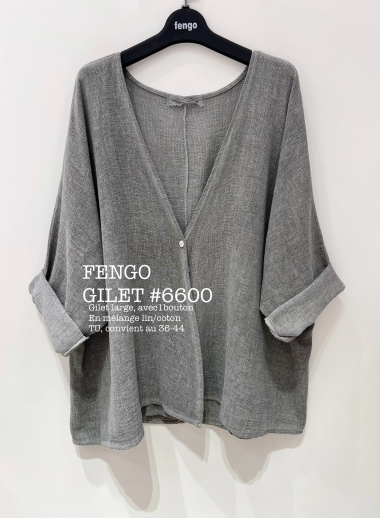 Grossiste Fengo by Pretty Collection - Gilet décontracté en toile mélangé (lin/coton)