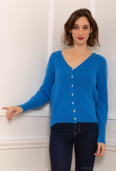 Wholesaler Fengo by Pretty Collection - Quality mohair cardigan, seamless, knitted in Italy