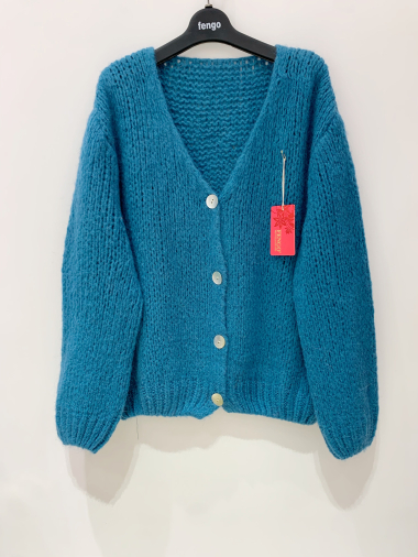Wholesaler Fengo by Pretty Collection - Big wool cardigan, knitted in Italy