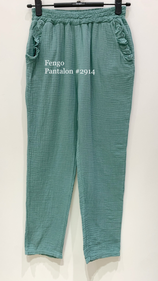 Grossiste Fengo by Pretty Collection - Pantalon en gaze de coton