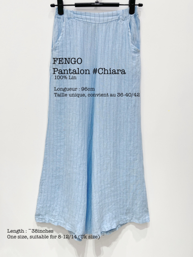 Grossiste Fengo by Pretty Collection - Pantalon en lin à rayures