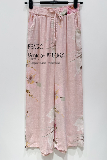 Wholesaler Fengo by Pretty Collection - Linen shirt with floral print