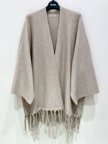 Wholesaler Fengo by Pretty Collection - Ace poncho with wide sleeves and fringes