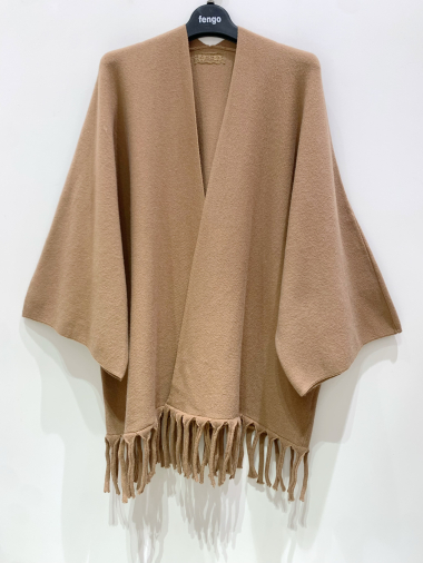 Grossiste Fengo by Pretty Collection - Poncho ace manches larges et franges