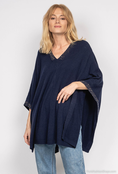 Wholesaler Fengo by Pretty Collection - V-neck poncho with rhinestones