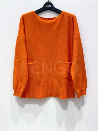 Wholesaler Fengo by Pretty Collection - 2-pocket sweater with low sleeves