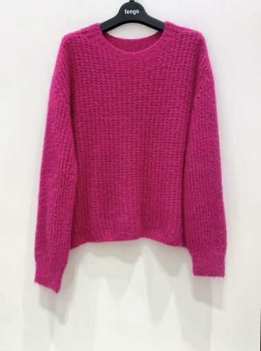 Wholesaler Fengo by Pretty Collection - Short-sleeved sweater in wool and kid mohair. 3D