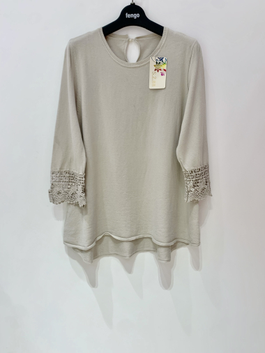 Grossiste Fengo by Pretty Collection - Pull avec dentelles aux manches