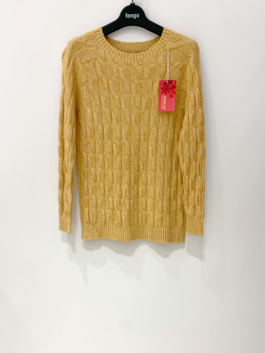 Grossiste Fengo by Pretty Collection - Pull avec torsades, tricoté en Italie