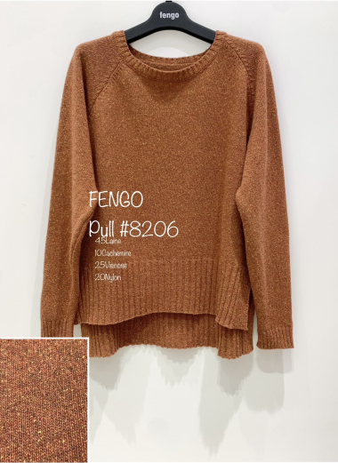 Grossiste Fengo by Pretty Collection - Pull "chiné" en laine et cachemire