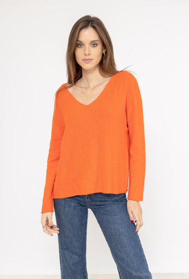 Grossiste Fengo by Pretty Collection - Pull col v en nid d'abeille