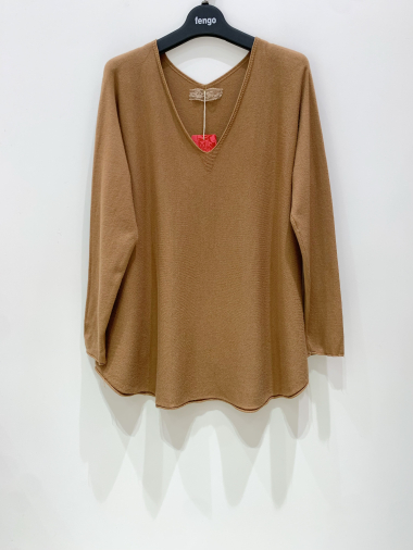 Wholesaler Fengo by Pretty Collection - Fine knit V-neck sweater
