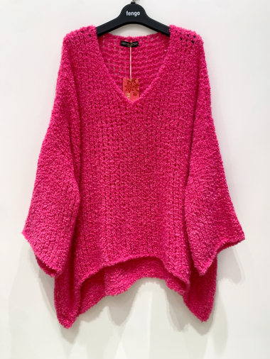 Barlt Boucle Knit Sweater in Fiery Red